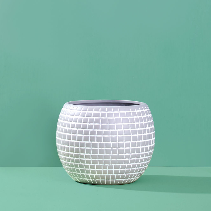 Large Disco Ball Ceramic Planter - Silver