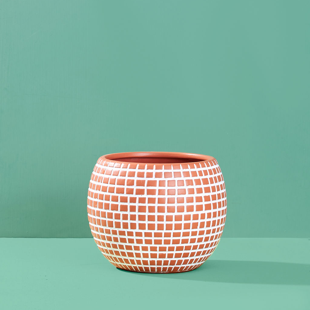 Medium Disco Ball Ceramic Planter - Terracotta