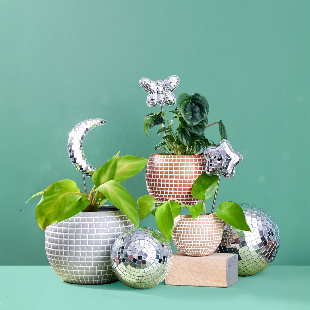 Small Disco Ball Ceramic Planter - Sand