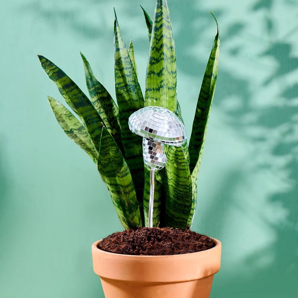 Disco Mushrooms Duo - Disco Ball Decorative Plant Stakes