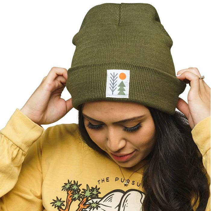 Olive Evergreen Cuffed Beanie