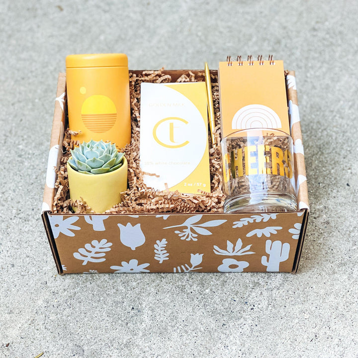 Cheery yellow Cheers gift box for them